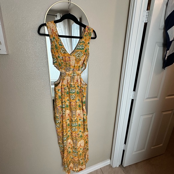 Maeve for Anthro 🌼 Cut-Out Floral Yellow Maxi Dress - Picture 1 of 2